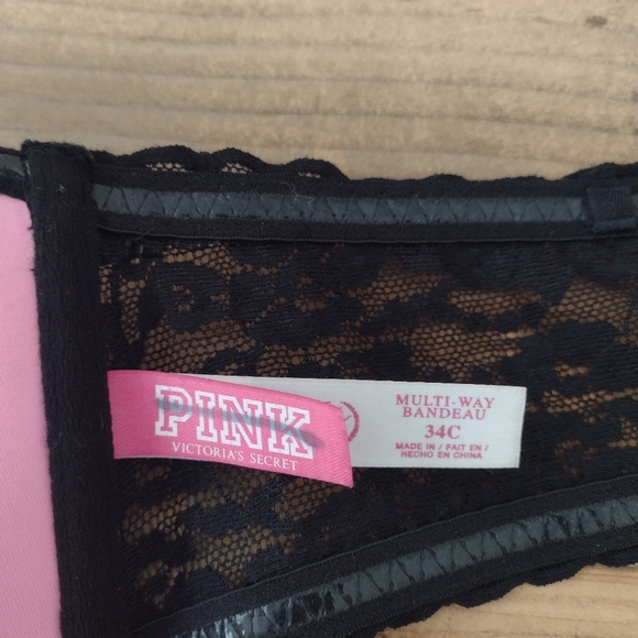 PINK Victoria's Secret Black Multiway Bandeau Size 34C - Picture 5 of 8